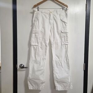 Club Monaco Womens White Cargo Pants Wide Leg Utility Women's